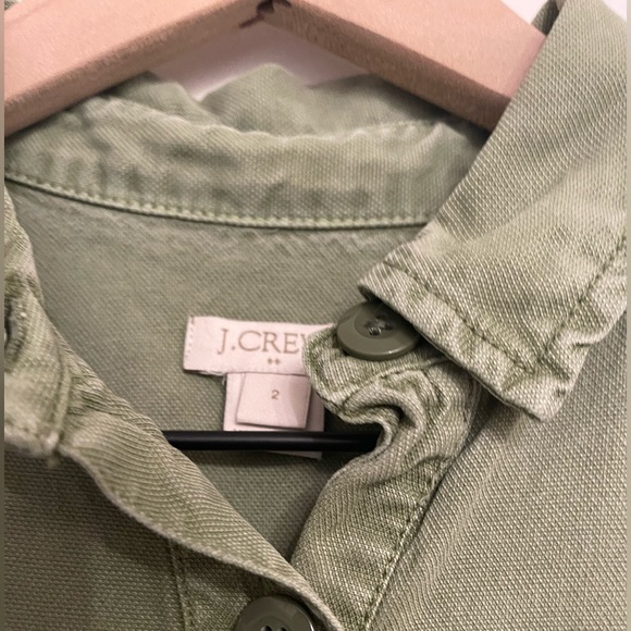 J CREW factory Olive green button front mini dress 2 - Picture 2 of 3